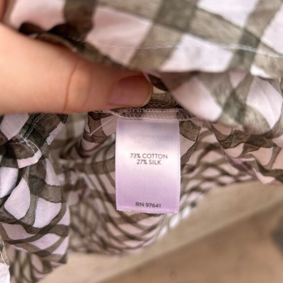 J. Jill Silk Blend Gingham Tie Front Button Down Top Size M - Picture 5 of 5